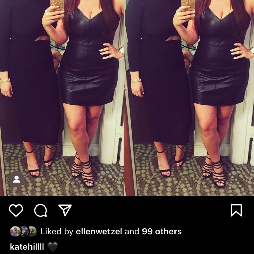 Faux leather black dress